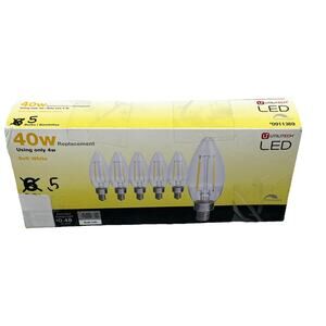 5 Bulbs Only LED 40w Replacement, Soft White, 2700K, 300 Lumens, {98}.